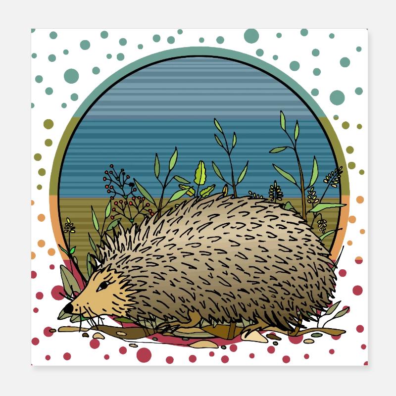 Hedgehog Poster 8" x 8" (20x20 cm)