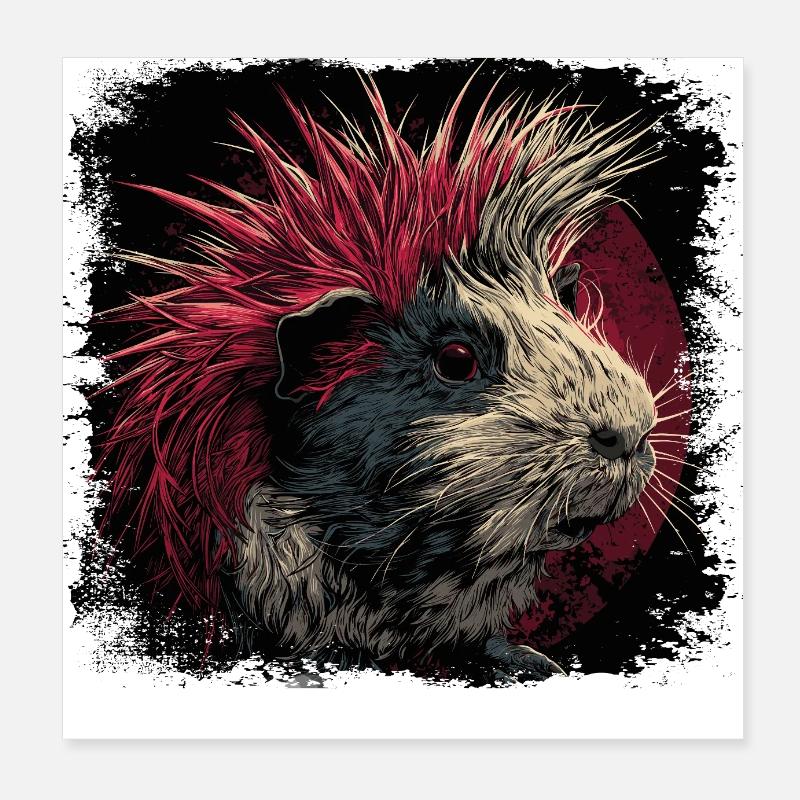 Guinea Pig Punk Poster 8" x 8" (20x20 cm)