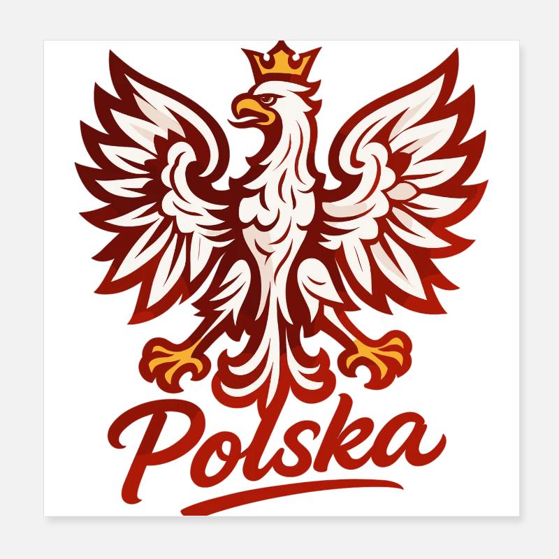 Pologne Polska Aigle Drapeau Drapeau Graphique Cadeau Poster 20 x 20 cm