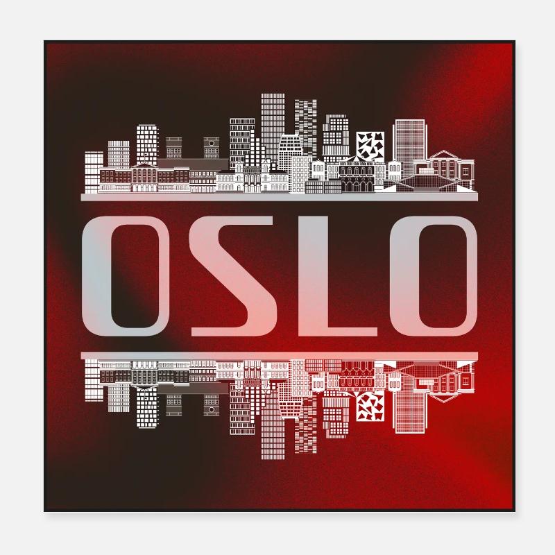 Image miroir de la ligne d’horizon d’Oslo – Norway Architecture Poster 20 x 20 cm