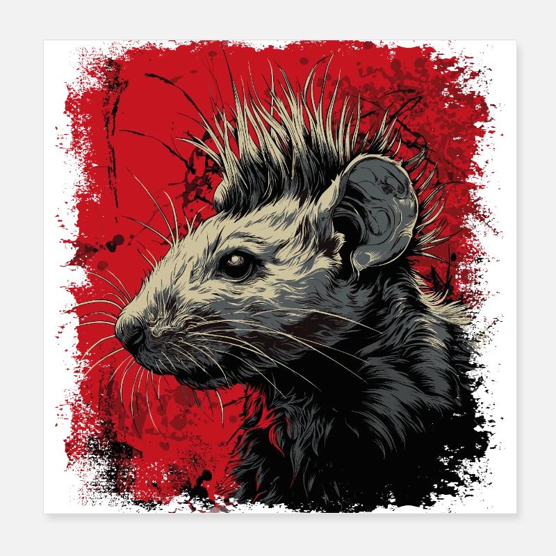 Punk Rock Rat Poster 8" x 8" (20x20 cm)