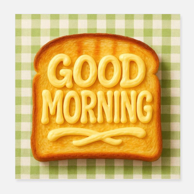 Bonjour toast au beurre Poster 20 x 20 cm