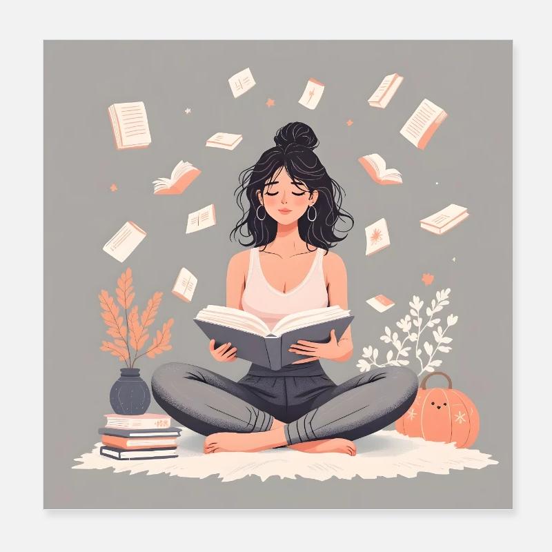 Bookaholic - Poster 8" x 8" (20x20 cm) - white