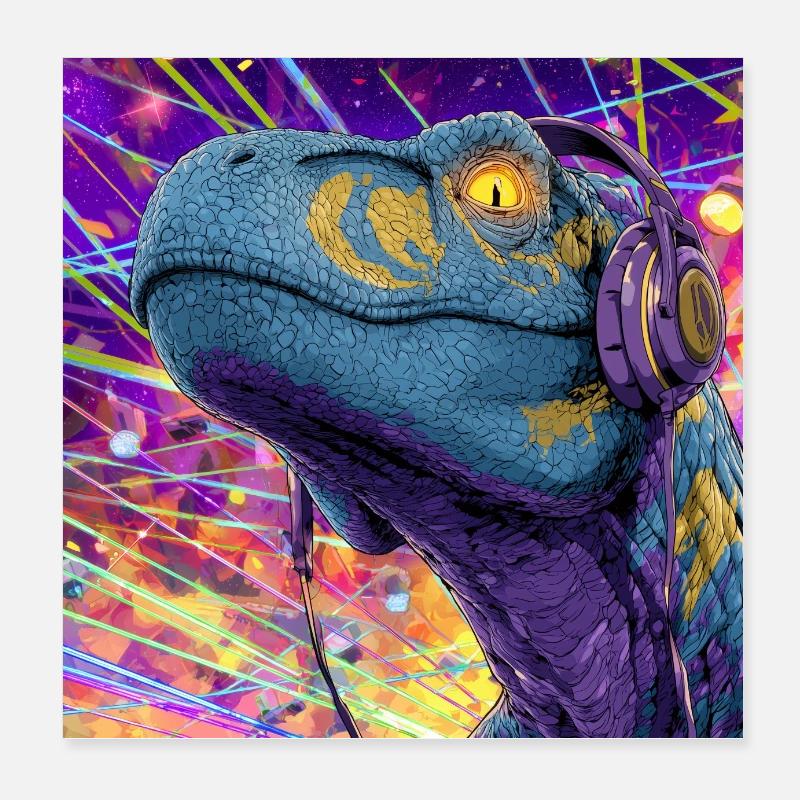 Raptor Rave Poster 20x20 cm