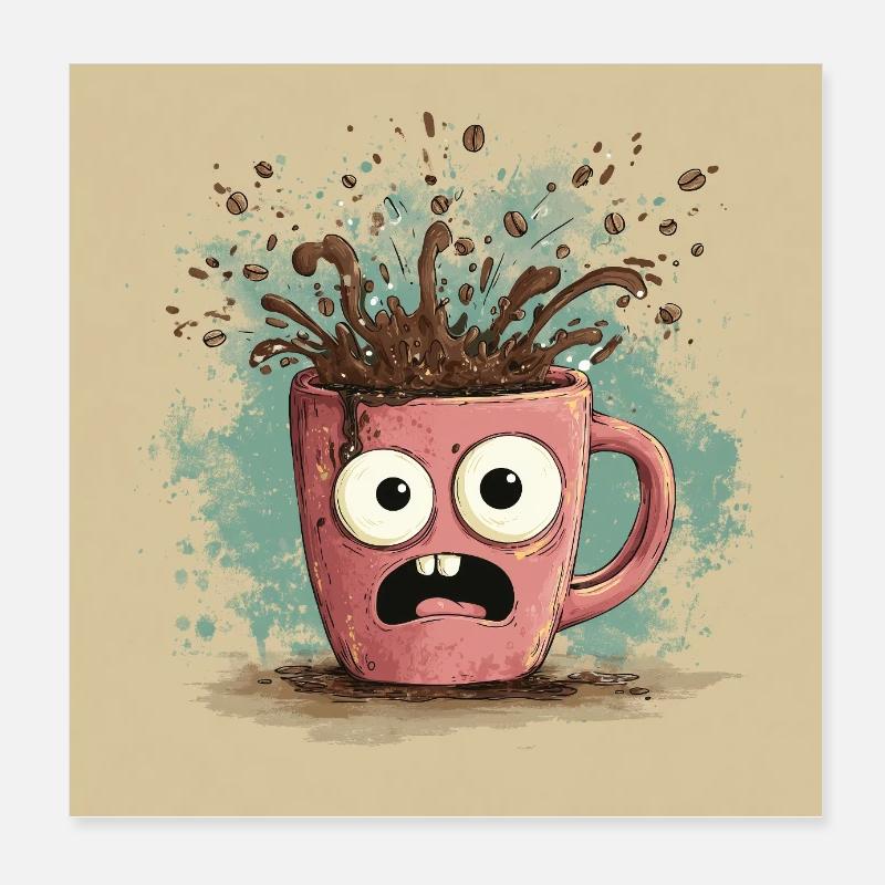 Caffeinated Chaos - Poster 20x20 cm - Weiß