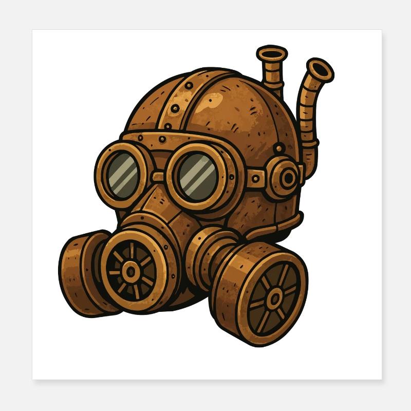 Masque à gaz Steampunk Poster 20 x 20 cm