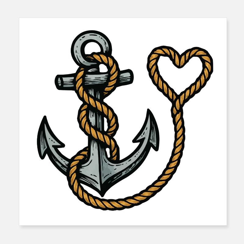 Corde d’ancre Coeur Poster 20 x 20 cm