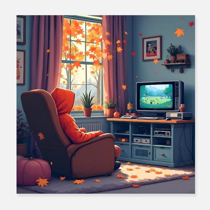 Fall Into Gaming - Poster 20x20 cm - Weiß