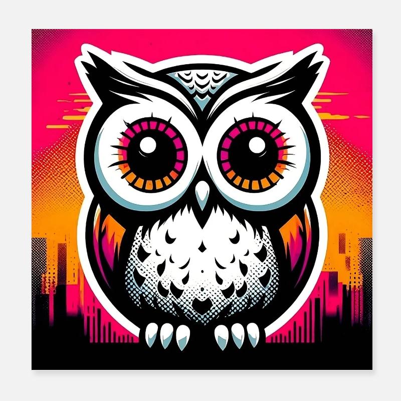 hibou Poster 20 x 20 cm