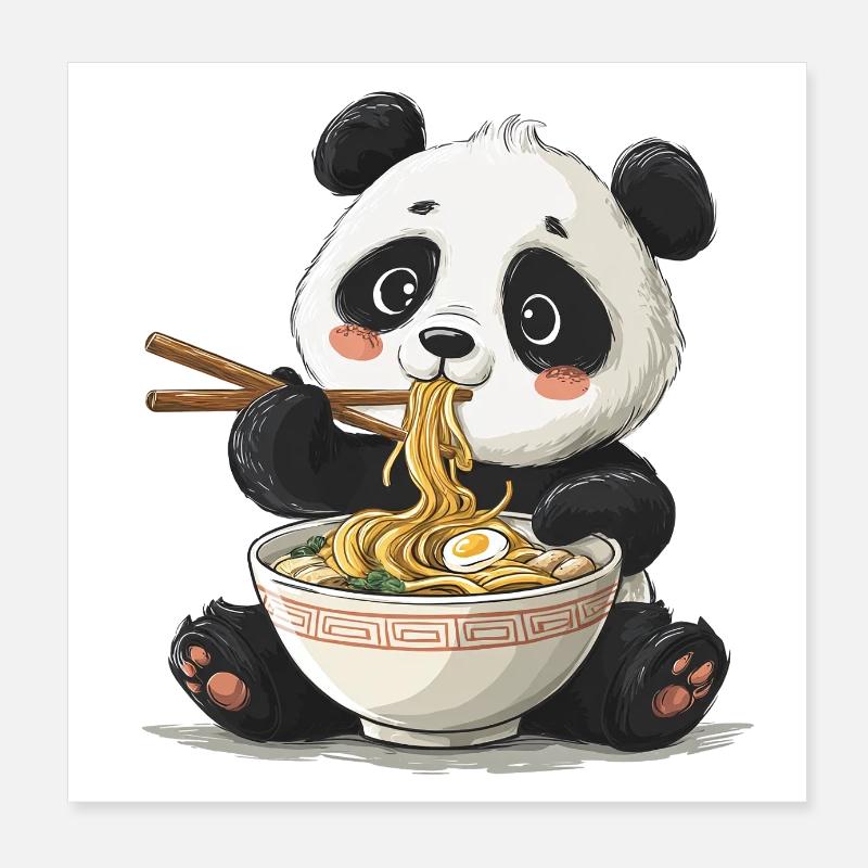 Ramen panda mignon Poster 20 x 20 cm