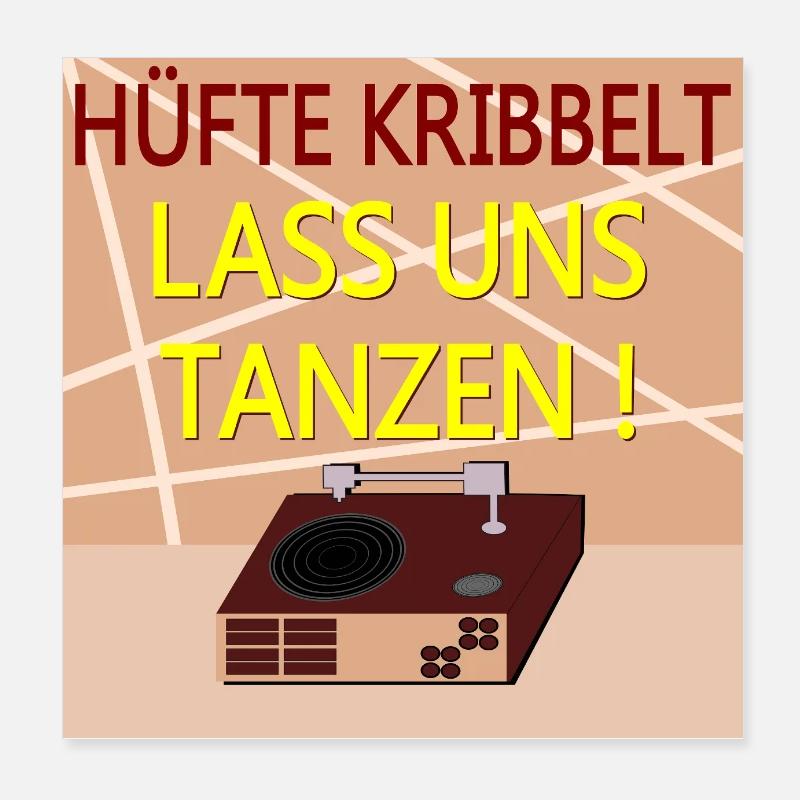 TÄNZER SPRÜCHE TANZEN SCHALLPLATTE - Poster 20x20 cm - Weiß