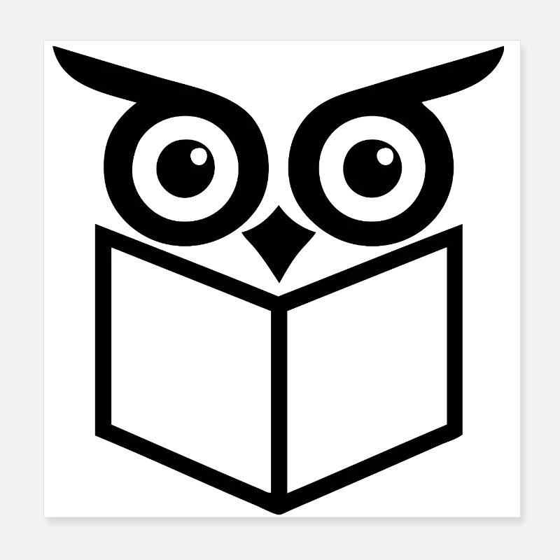 Hibou de lecture Poster 20 x 20 cm