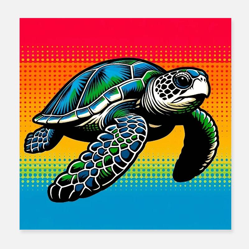 turtle Poster 8" x 8" (20x20 cm)