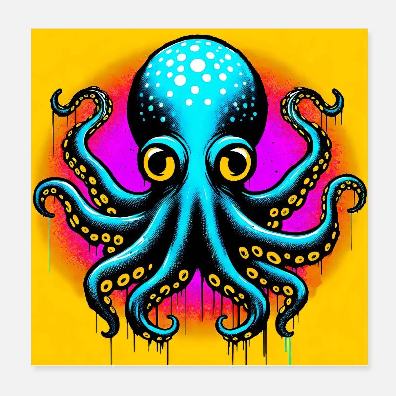 Octopus Poster 8" x 8" (20x20 cm)