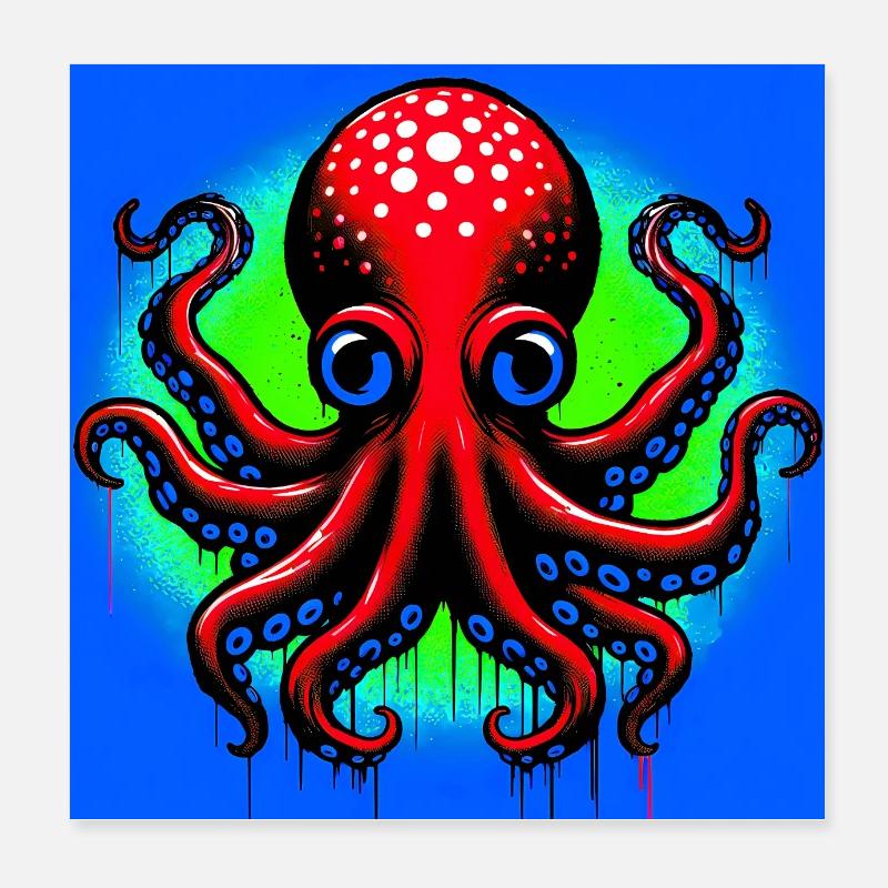 Krake Poster 20x20 cm