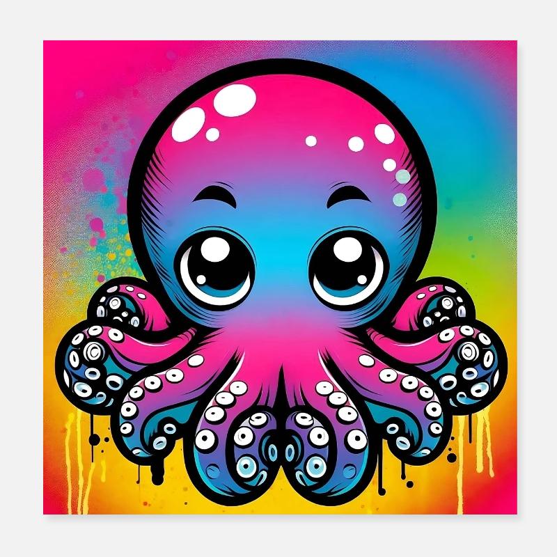 Krake Poster 20x20 cm