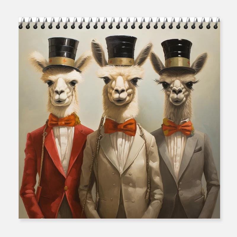 Anthropomorphic Surreal 3 Alpaca Men's Top Hat Poster 8" x 8" (20x20 cm)