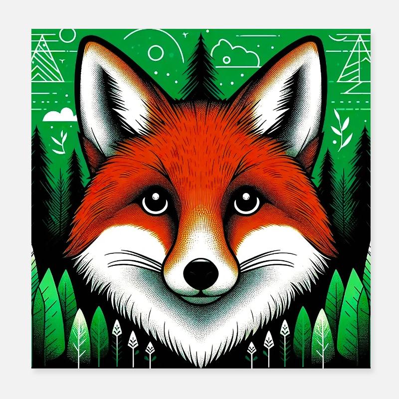 fox Poster 8" x 8" (20x20 cm)