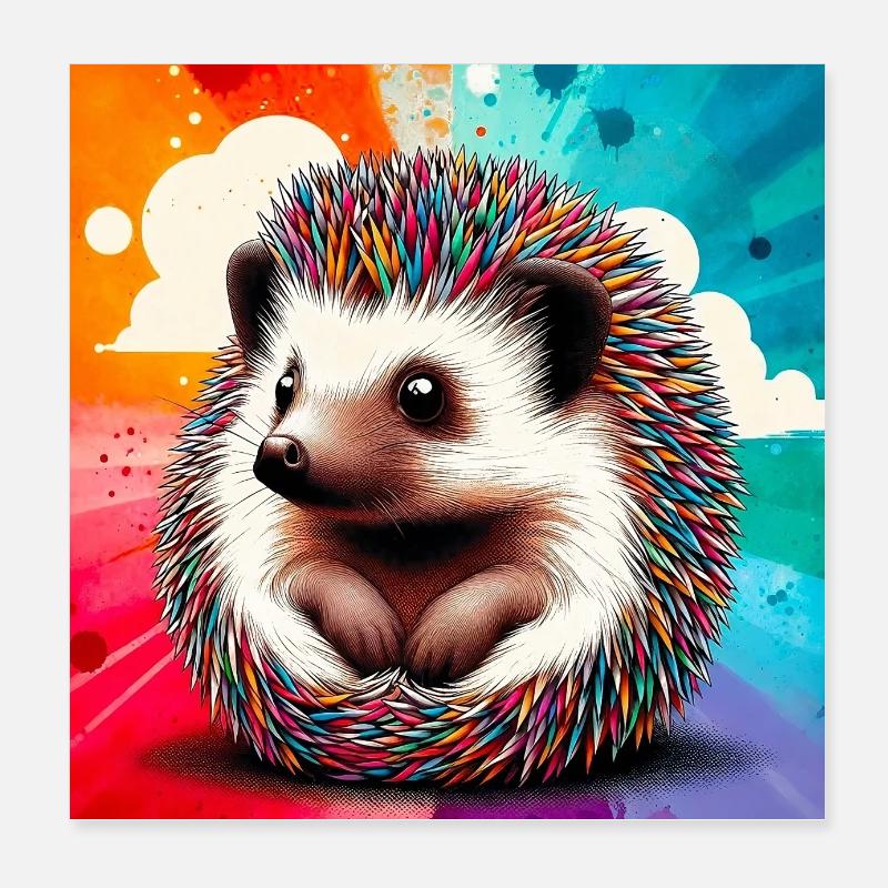 hedgehog Poster 8" x 8" (20x20 cm)