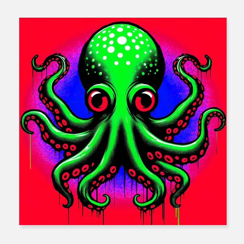 Pieuvre Poster 20 x 20 cm