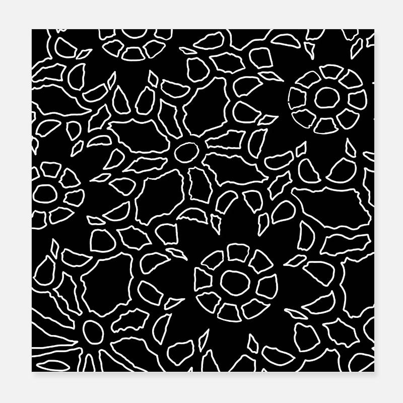 Ingenious Floral Pattern White Black Lace Poster 8" x 8" (20x20 cm)