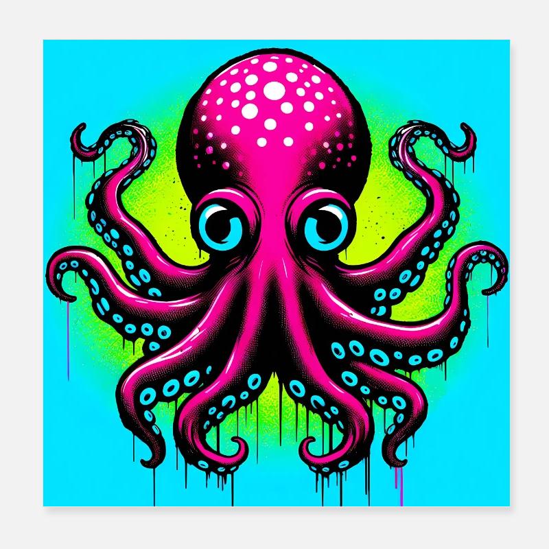 Pieuvre Poster 20 x 20 cm