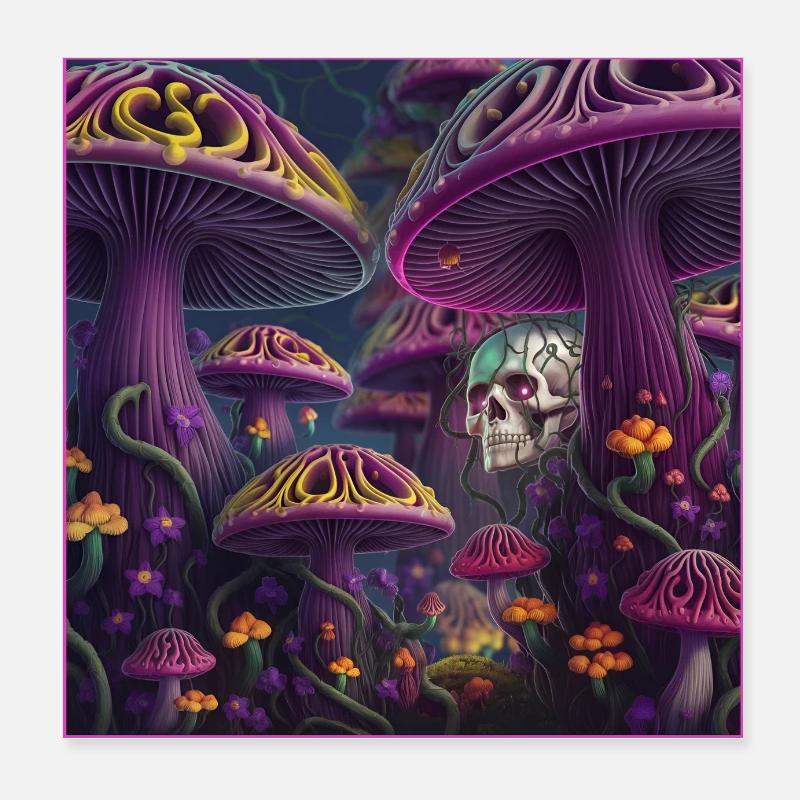 Mystischer Pilzschädelwald Poster 20x20 cm