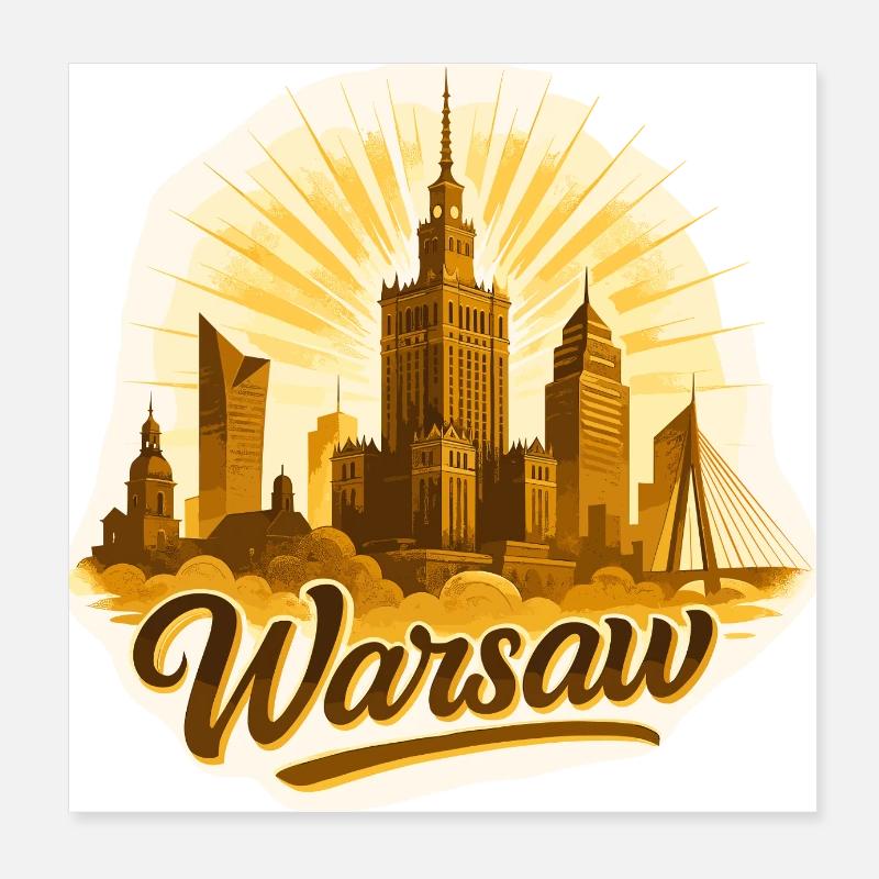 Varsovie Or Warszawa Capitale Pologne Cadeau Poster 20 x 20 cm