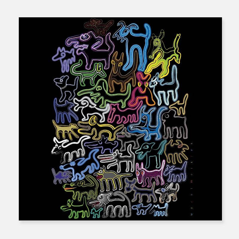 Bunte Hunde Poster 20x20 cm
