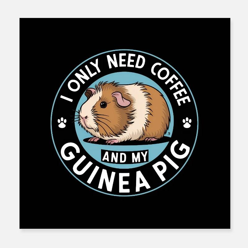 Cochon d'Inde et café en disant Poster 20 x 20 cm