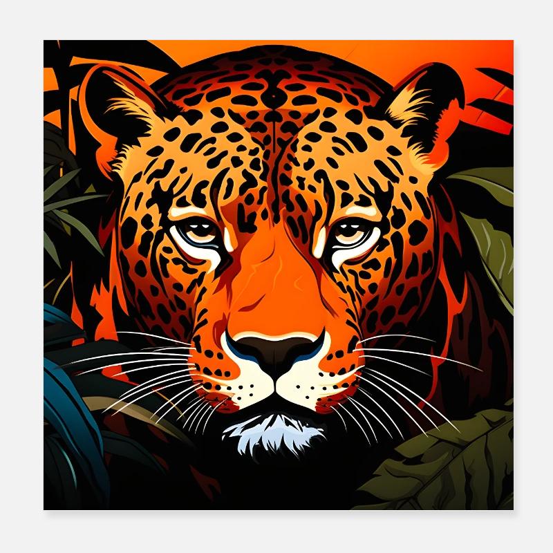 Wild Leopard Grafik Poster 20x20 cm