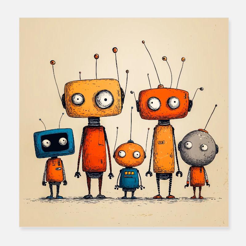 Kindlich freundlicher Roboter Poster 20x20 cm