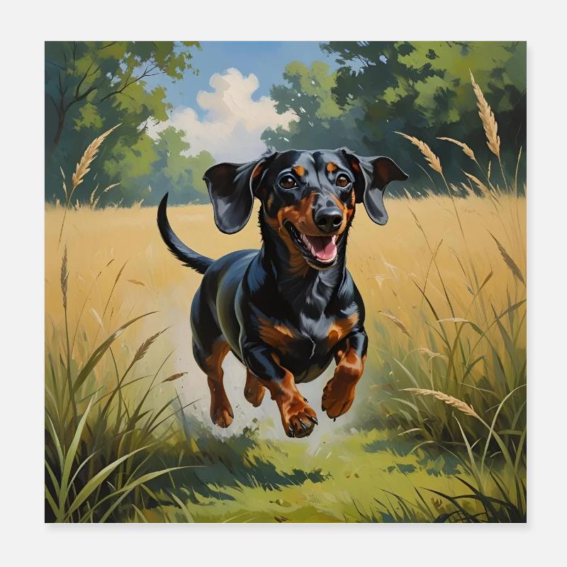 Joyful Terrier in Nature Poster 8" x 8" (20x20 cm)