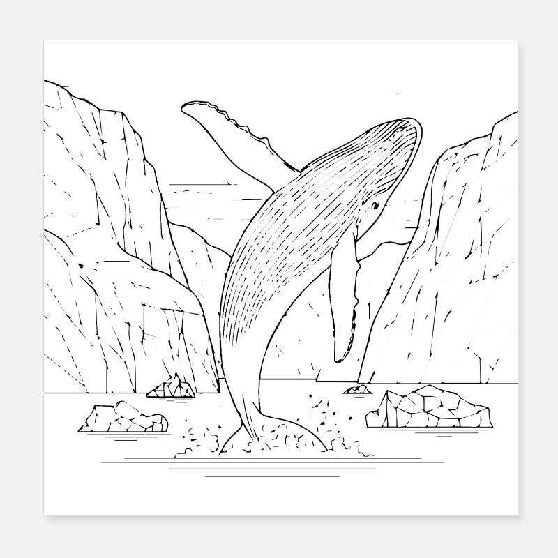 Wal mit Eisbergen - Poster 8" x 8" (20x20 cm) - white