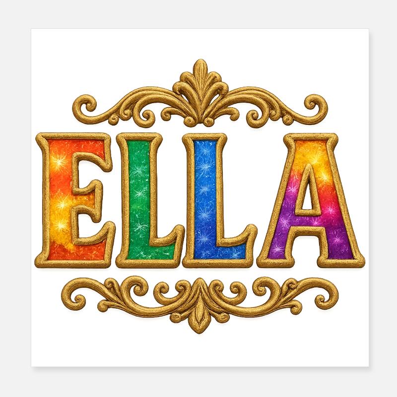 ELLA Glitzer Gold Pailletten Poster 20x20 cm
