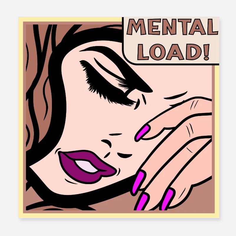 Mentale Belastung Retro Pop Art Poster 20x20 cm