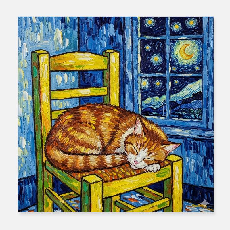 Kat van Gogh Ciel étoilé Poster 20 x 20 cm