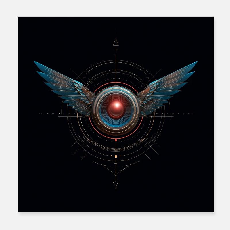Emblème ailé futuriste – Techno Vision Poster 20 x 20 cm