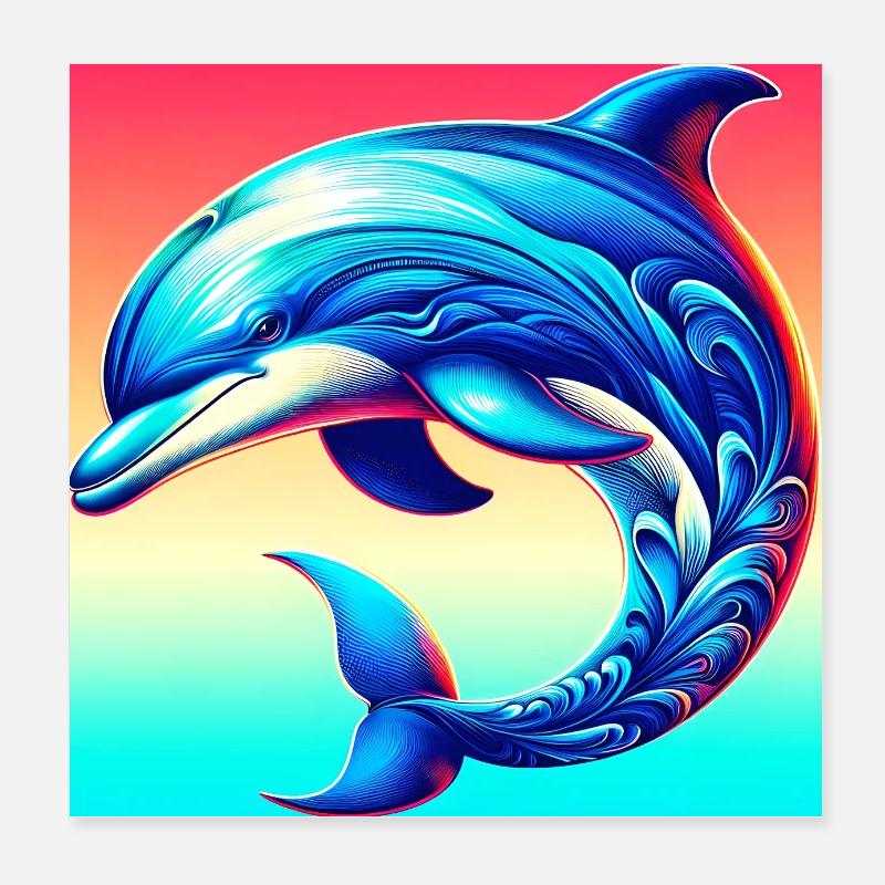 Delfin Poster 20x20 cm
