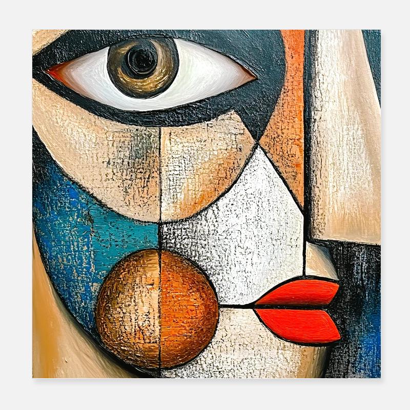 Expressive Geometric Abstract Portrait Poster 8" x 8" (20x20 cm)
