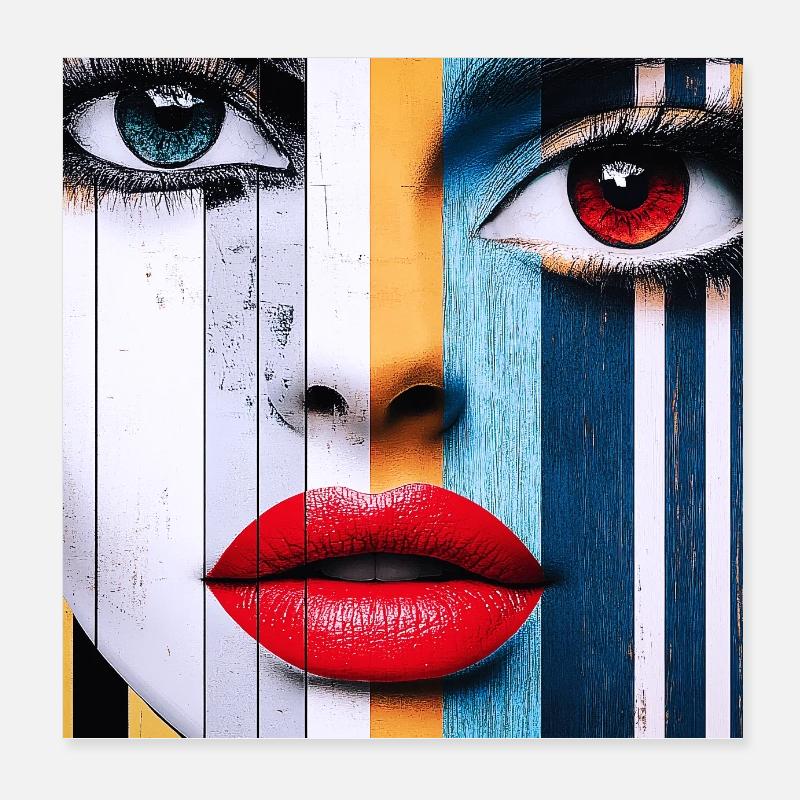 Portrait Coloré et Expressifs Poster 20 x 20 cm
