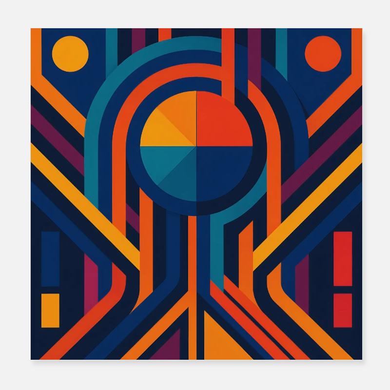 Lebendiges geometrisch-abstraktes Design Poster 20x20 cm