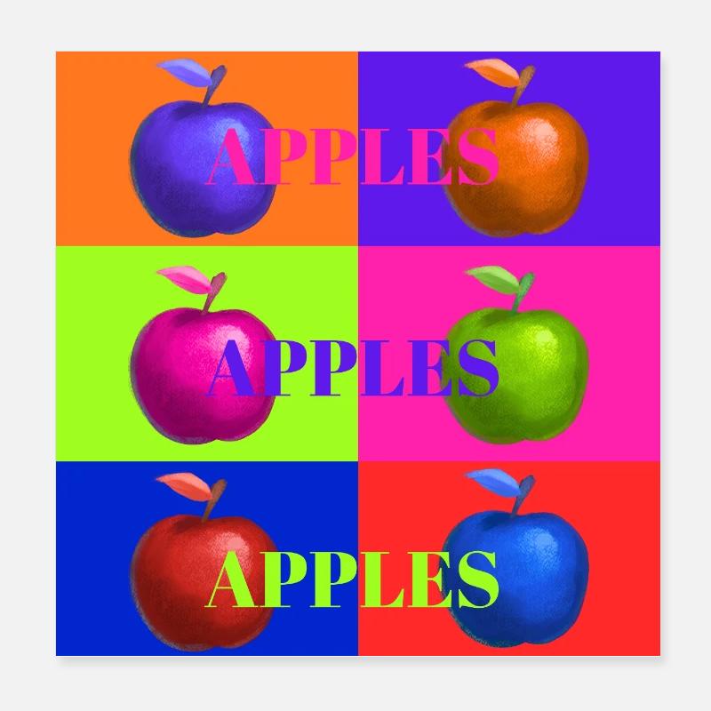 Pop Art Apfel Collage Design Poster 20x20 cm