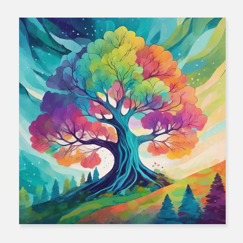 Rainbow Tree of Creativity Poster 8" x 8" (20x20 cm)