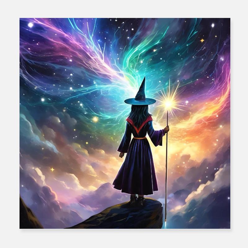 Magische Zauberin - Sei das Licht im Dunkeln  - Poster 20x20 cm - Weiß