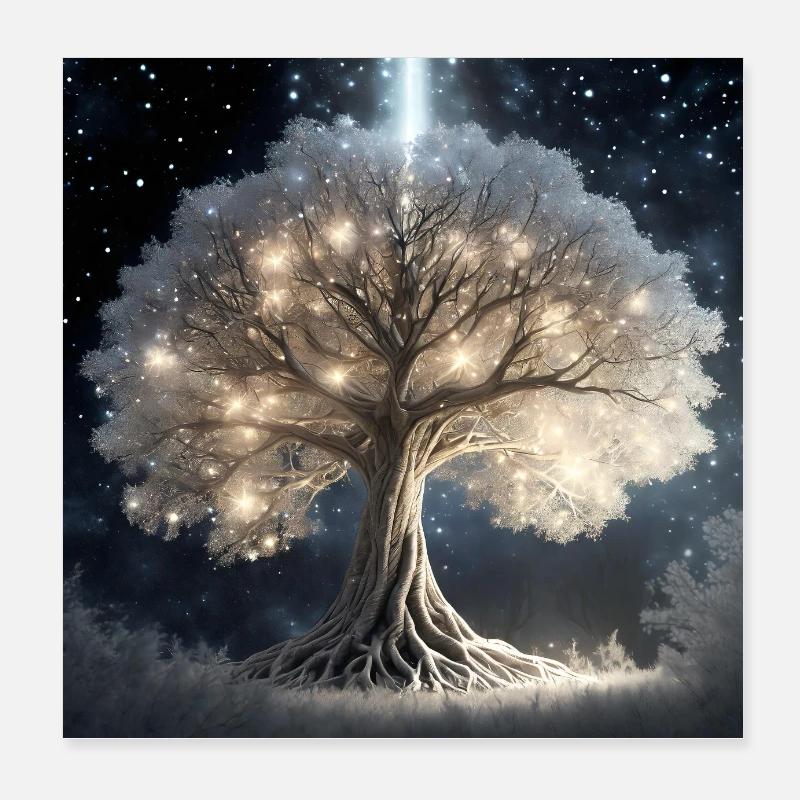 Leuchtender Baum der Träume Poster 20x20 cm
