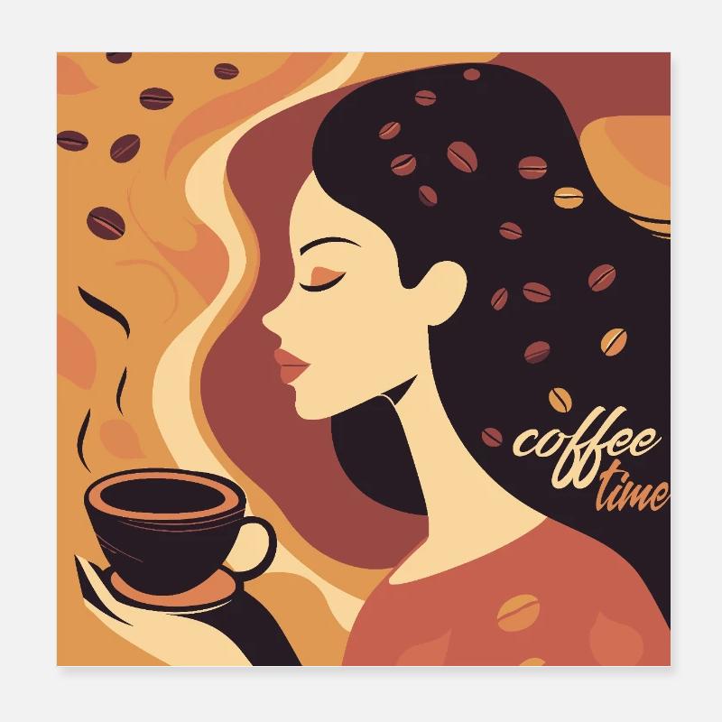 Affiche vintage de style rétro café Poster 20 x 20 cm