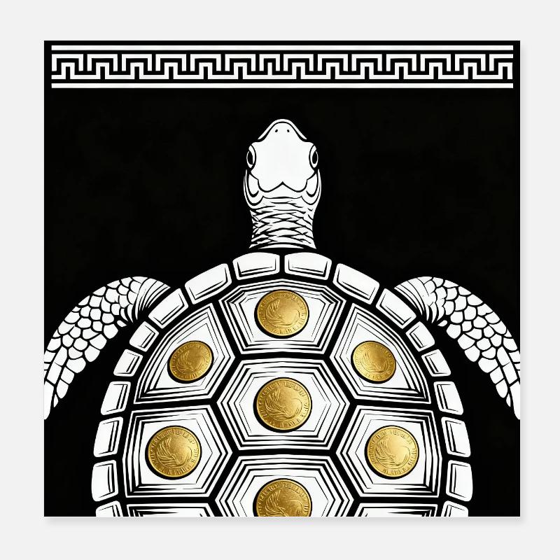 Turtle Coin Plate Poster 8" x 8" (20x20 cm)