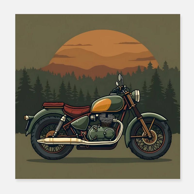 Quiet-Luxury Motorcycle Icon Poster 20x20 cm