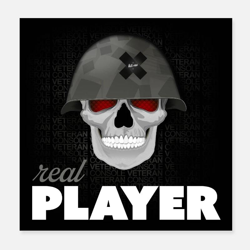 Skull Veteran – Real Player Gaming Helm Design Poster 20x20 cm